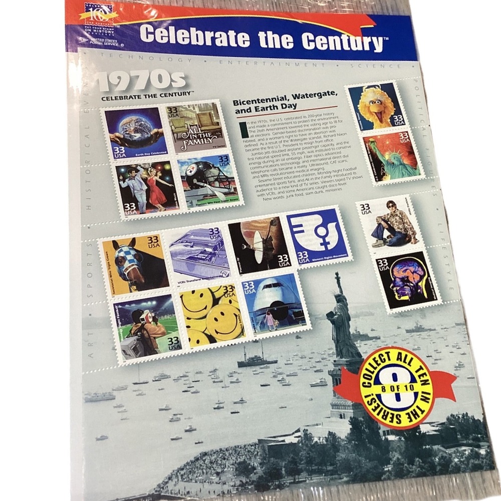 USPS Celebrate the Century 1970s Stamps Sheet Unisex OS Multi NEW Commemorative